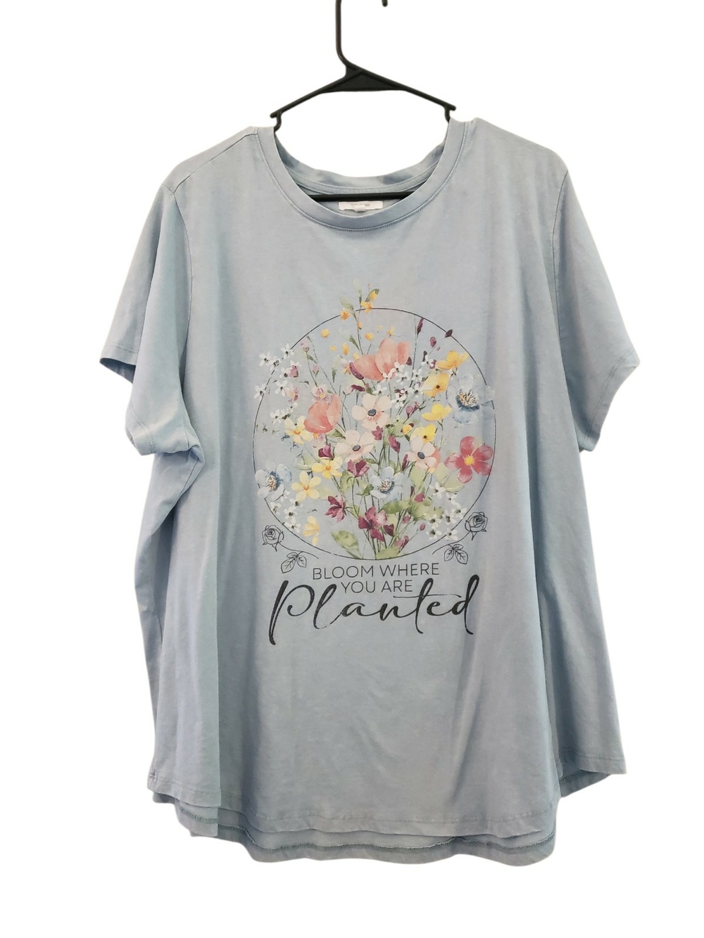 Maurices Light Blue Floral Graphic Short Sleeve Tee